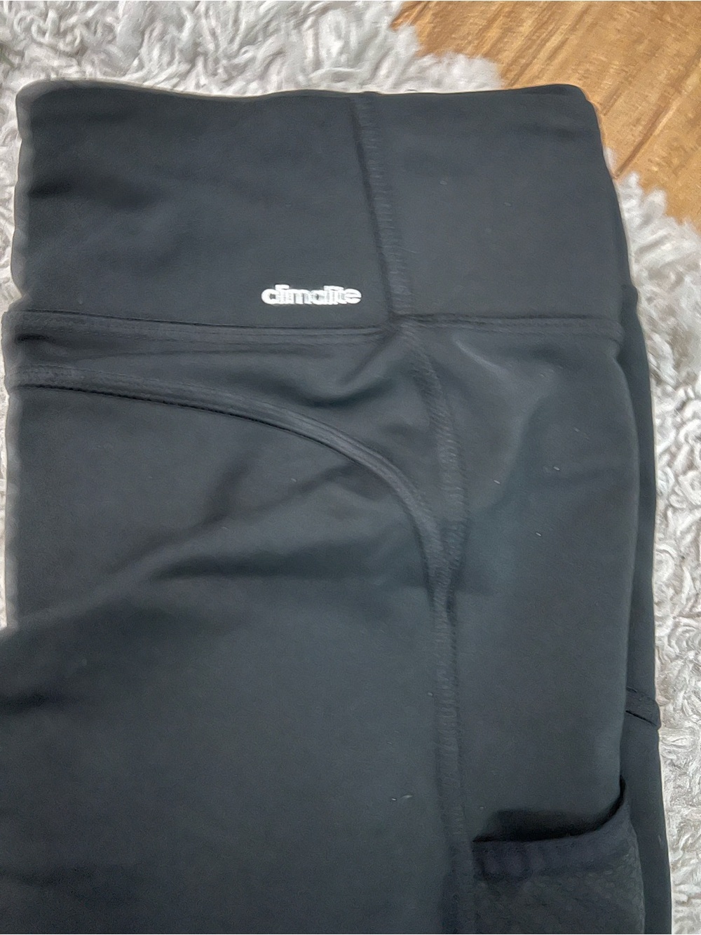 adidas Black Capri Leggings with Side Mesh Panels - Picture 5 of 6